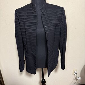 Women’s Black Size 8 Striped Structured Blazer Jacket CareerWear Business